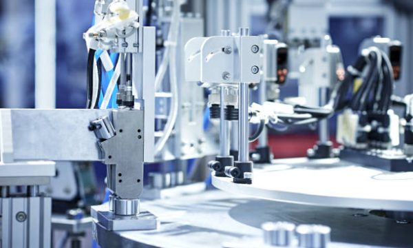 Close-up of finishing manufacture and examining equipment.